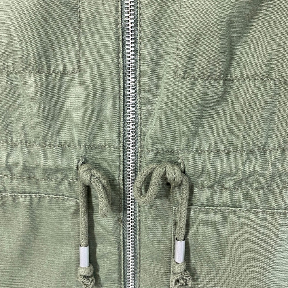 Womens Utility Field Jacket Size Small Military Green Full Zip Drawstring Waist - Picture 9 of 9